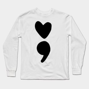 semicolon heart (black) Long Sleeve T-Shirt